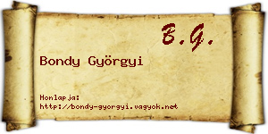 Bondy Györgyi névjegykártya
