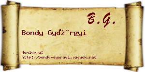 Bondy Györgyi névjegykártya